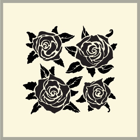 Stencil för glas, rosenbuske